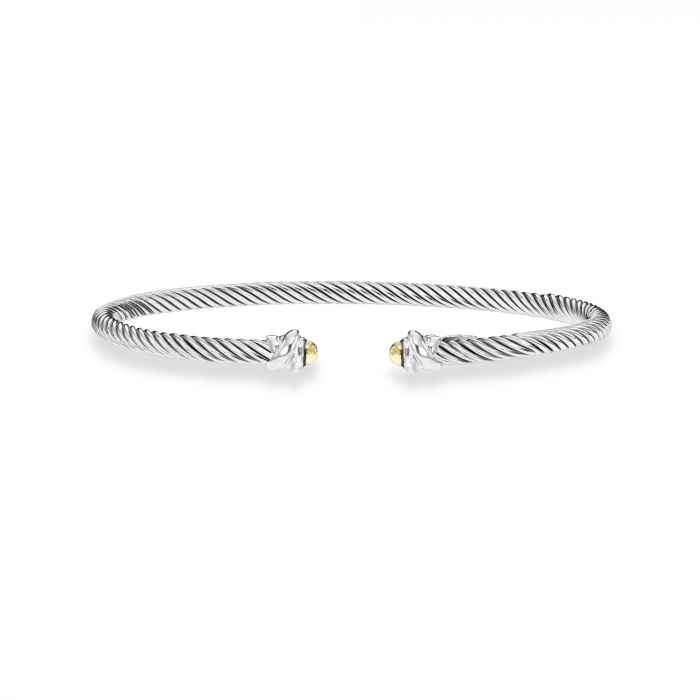 Sterling Silver & 18kt Gold Cable Classic Cuff Bracelet