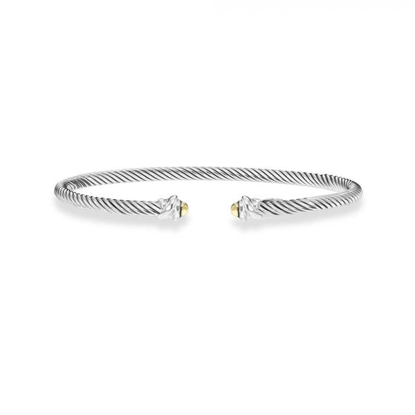 Sterling Silver & 18kt Gold Cable Classic Cuff Bracelet
