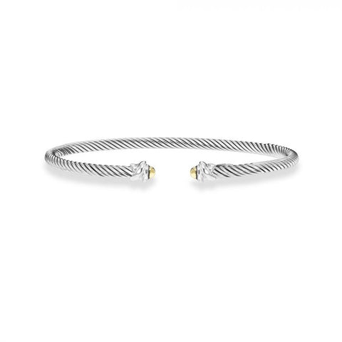 Sterling Silver & 18kt Gold Cable Classic Cuff Bracelet