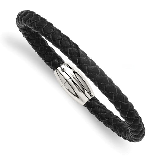 Black Braided Leather Bracelet