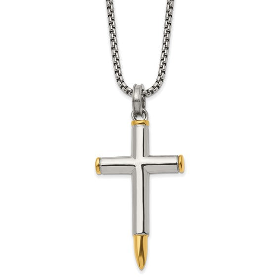 Bullet Cross Necklace | Two-Tone