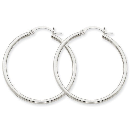 Lightweight White Gold Hoop Earrings | 14kt