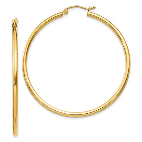 Gold Polished Hoop Earrings | 14kt | 2mm