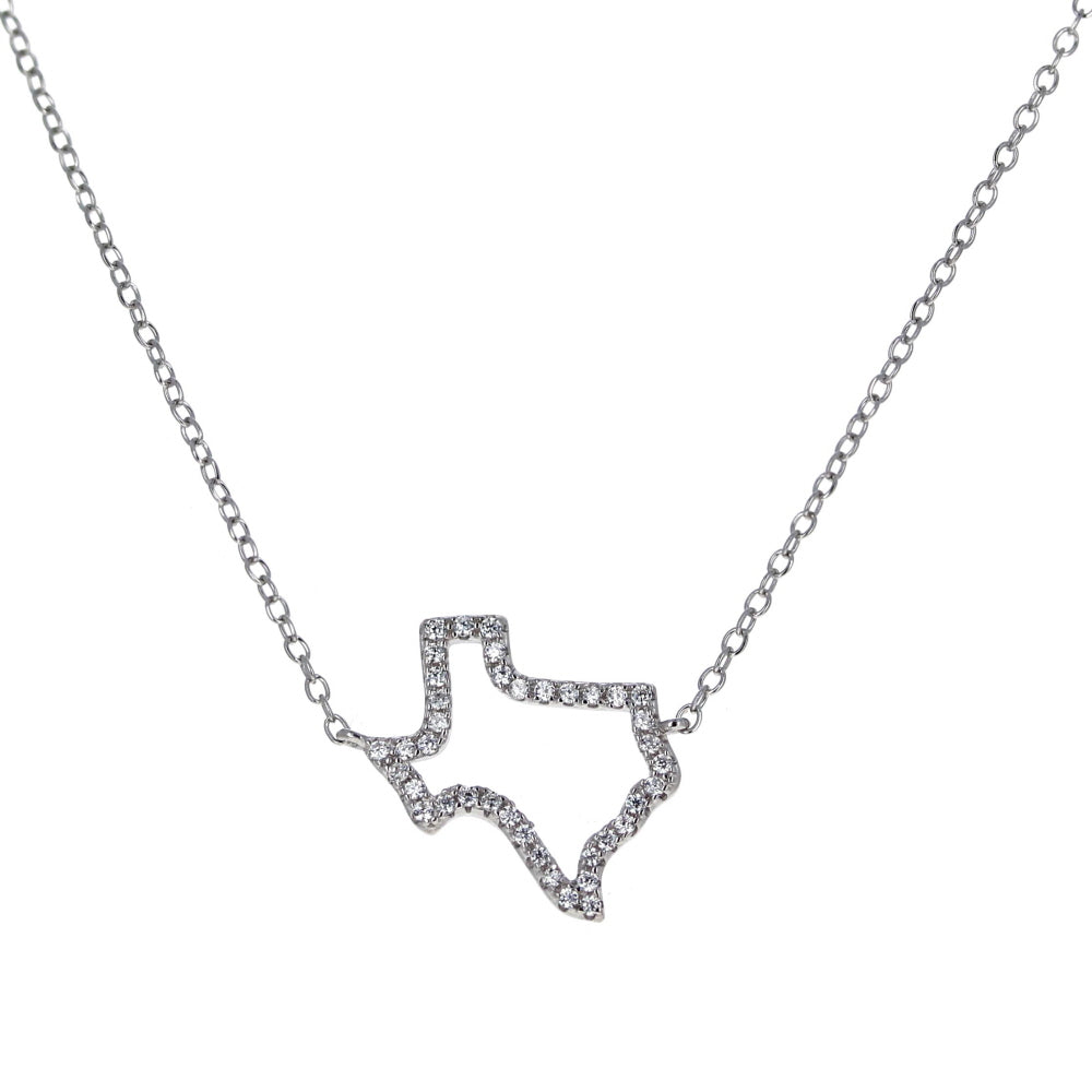 Texas CZ Outline Necklace