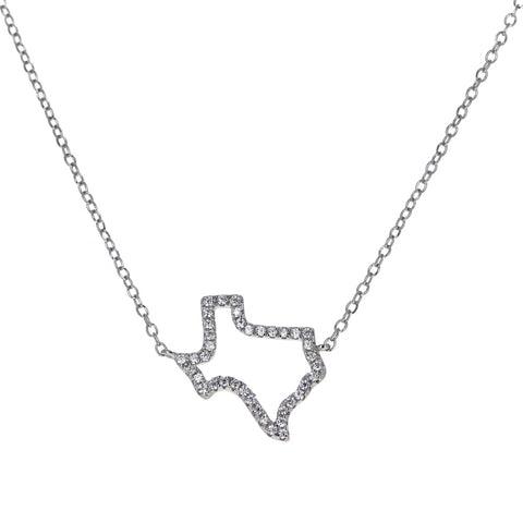 Texas CZ Outline Necklace