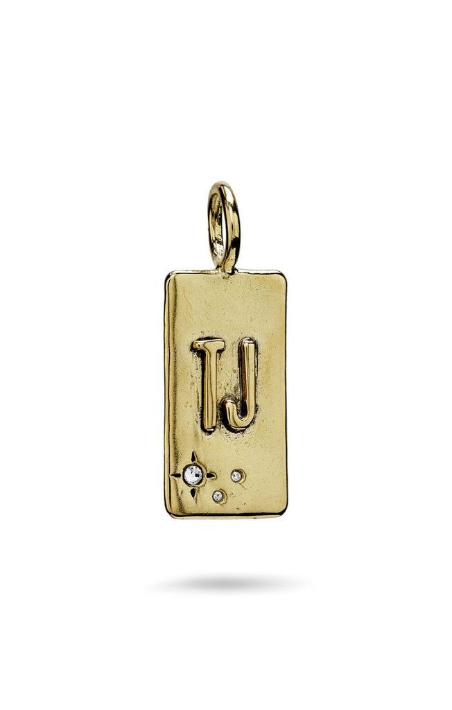 Crystal Star Accent Tag Pendant in Brass