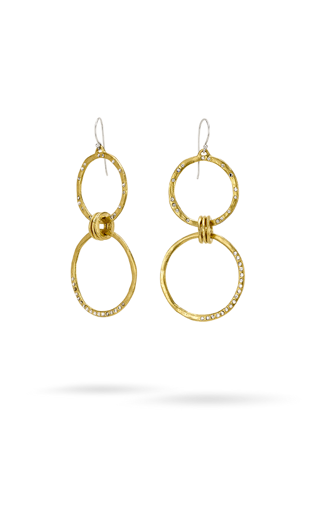 Amity Double Drop Hoop Earrings in Brass