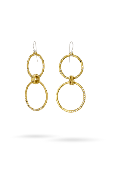 Amity Double Drop Hoop Earrings in Brass