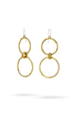 Amity Double Drop Hoop Earrings in Brass