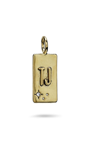 Crystal Star Accent Tag Pendant in Brass